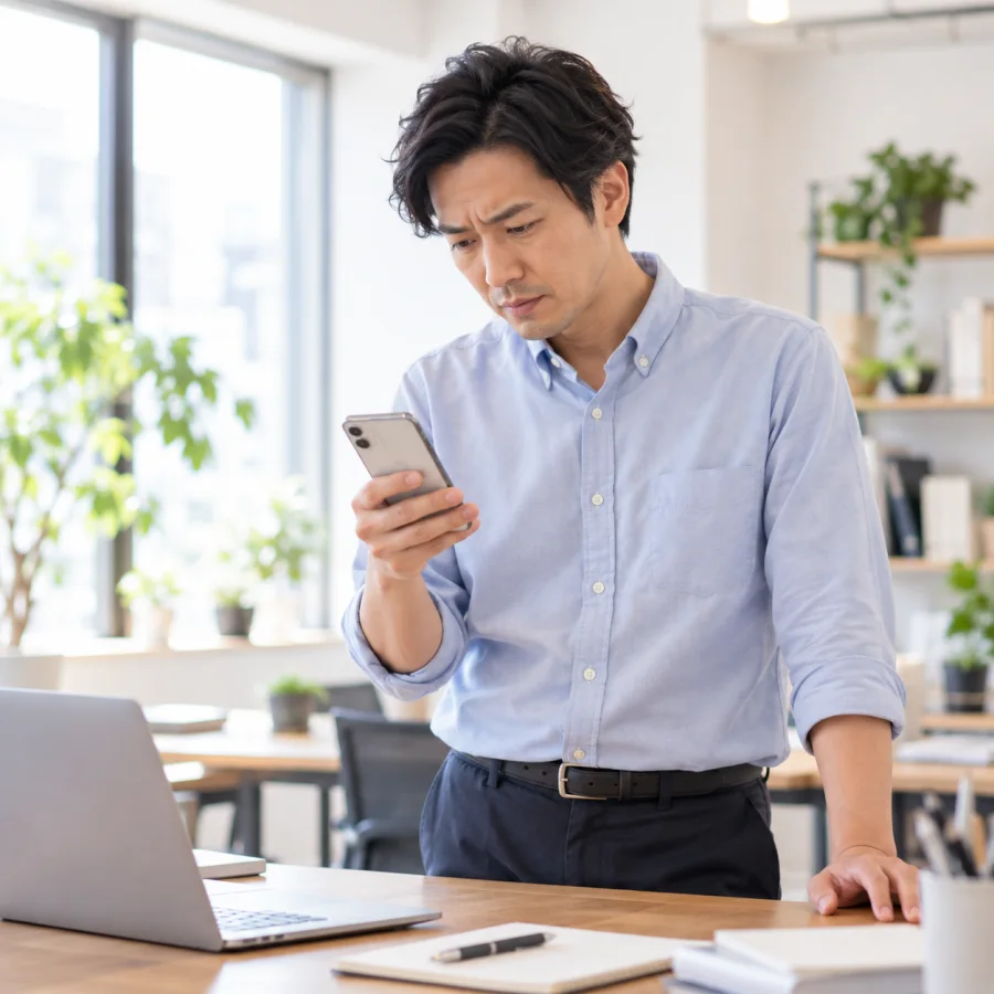 スマートフォンの表示を確認する事業者